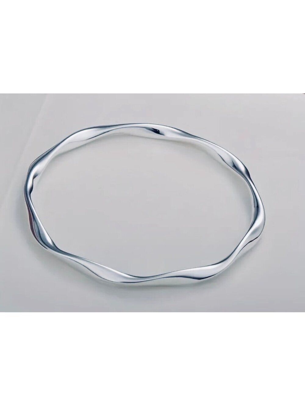 New - Simple Silver - Water Ripple Bangle Bracelet